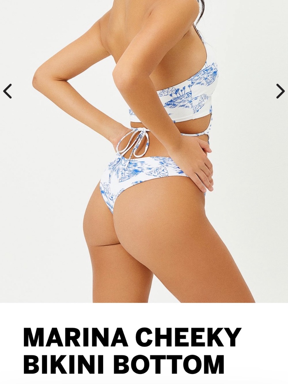 Frankie's Bikinis White & Blue Floral Wrap Triangle Top